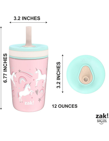 Taza Infantil Zak Designs Unicornio 12oz Acero Inoxidable
