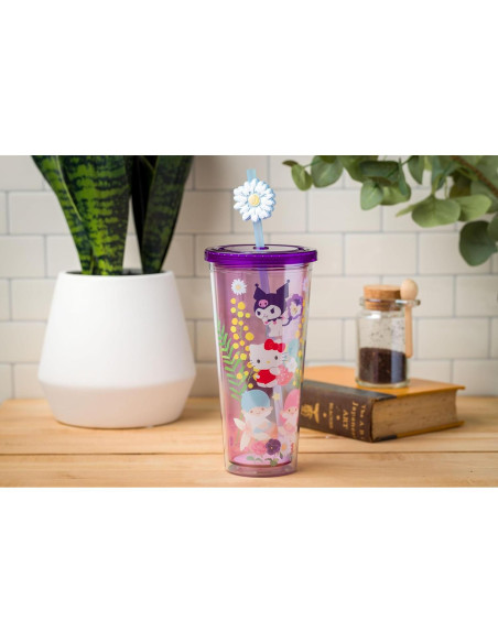Taza Fría Plástico Silver Buffalo Hello Kitty 710 ml con Tapa Taza Fría Plástico Silver Buffalo Hello Kitty 710 ml con Tapa
