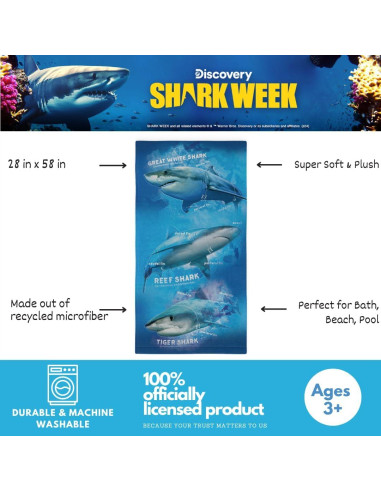 Toalla de Playa Franco Shark Week 100% Reciclada 71x147 cm