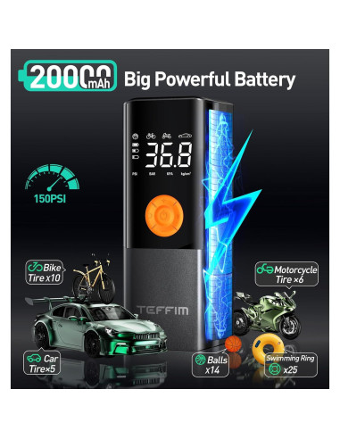 Compresor de Aire Portátil Teffim NC-3690 150PSI 20000mAh