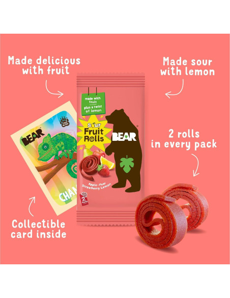 Yoyos de Fruta BEAR - Fresa y Manzana - 5 Rollos 20g Yoyos de Fruta BEAR - Fresa y Manzana - 5 Rollos 20g