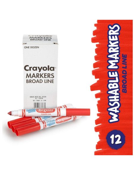 Marcadores Lavables Crayola 12 Rojos Anchos para Niños Marcadores Lavables Crayola 12 Rojos Anchos para Niños