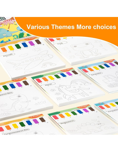 YPLUS Libro para Colorear Acuarela 3 Temas con Pincel