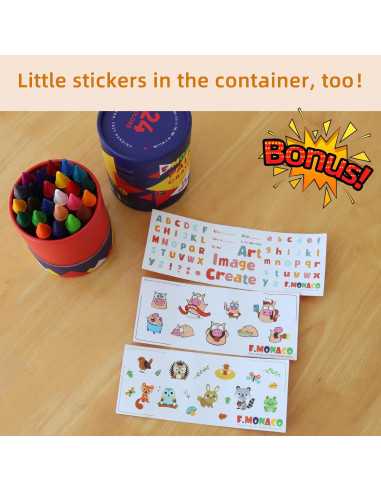 Crayones Jumbo Lebze 24 Colores No Tóxicos para Niños