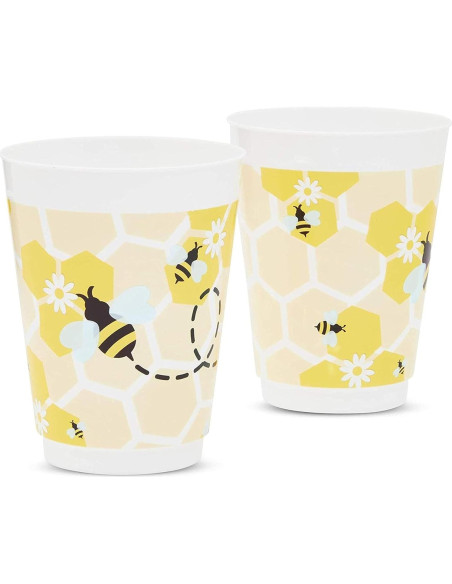 Vasos de Plástico Reutilizables BLUE PANDA 16 Pzs Tema Abeja Vasos de Plástico Reutilizables BLUE PANDA 16 Pzs Tema Abeja