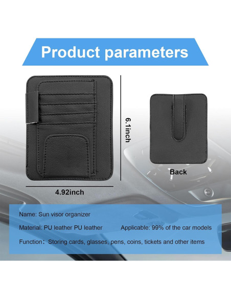 Organizador de Visera de Coche Augeny Negro, Almacenamiento Compacto Organizador de Visera de Coche Augeny Negro, Almacenamiento Compacto