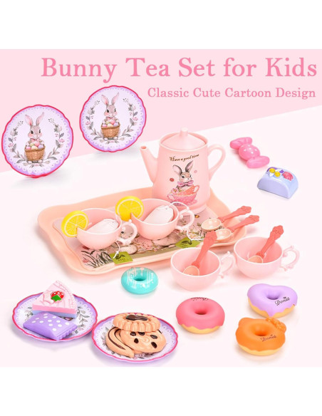 Juego de Té de Conejo - 46 Piezas para Niños 3 a 5 Años Juego de Té de Conejo - 46 Piezas para Niños 3 a 5 Años