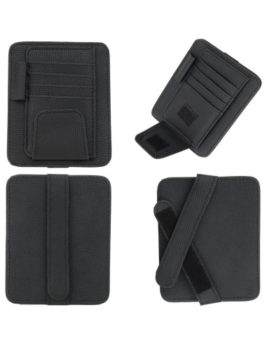 Organizador de Visera Solar Aturmon Mini Cuero Negro 15.5x12.5cm