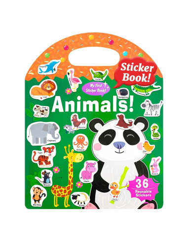 Libro de Pegatinas Reutilizables Benresive Animales 36 Piezas