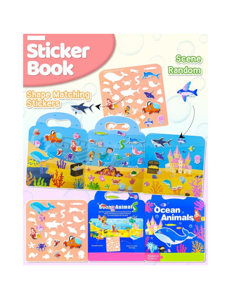 Libros de Pegatinas Reutilizables Benresive Océano 32 Piezas Libros de Pegatinas Reutilizables Benresive Océano 32 Piezas