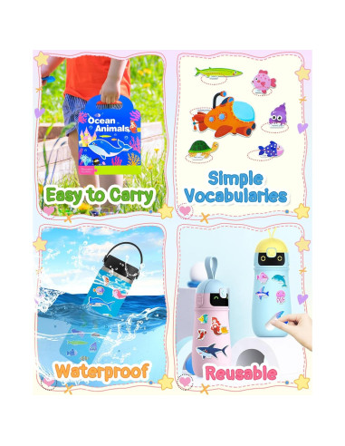 Libros de Pegatinas Reutilizables Benresive Océano 32 Piezas
