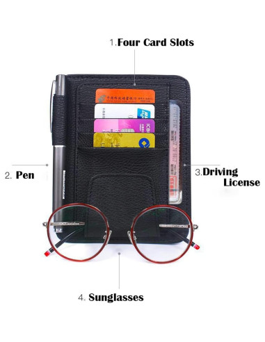 Organizador de Visera Solar Aturmon Mini Cuero Negro 15.5x12.5cm