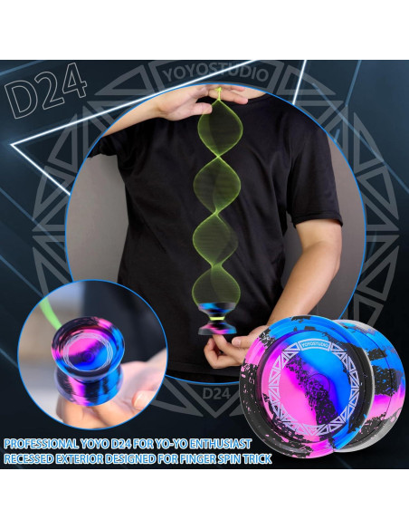 Yoyo Profesional D24 YoYoStudio para Trucos - Negro Azul Rosa Yoyo Profesional D24 YoYoStudio para Trucos - Negro Azul Rosa