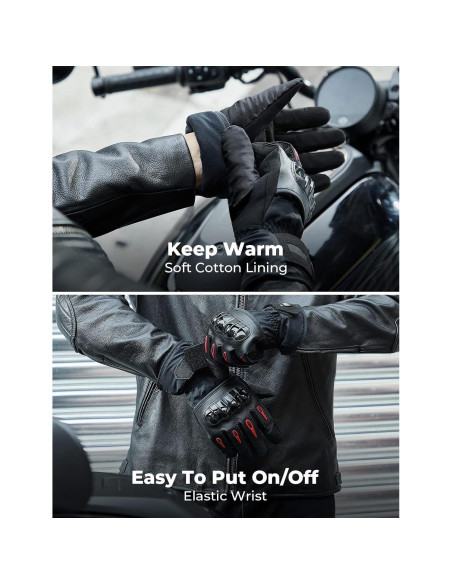 Guantes de Moto KEMIMOTO XL Invierno Impermeables Negro Guantes de Moto KEMIMOTO XL Invierno Impermeables Negro