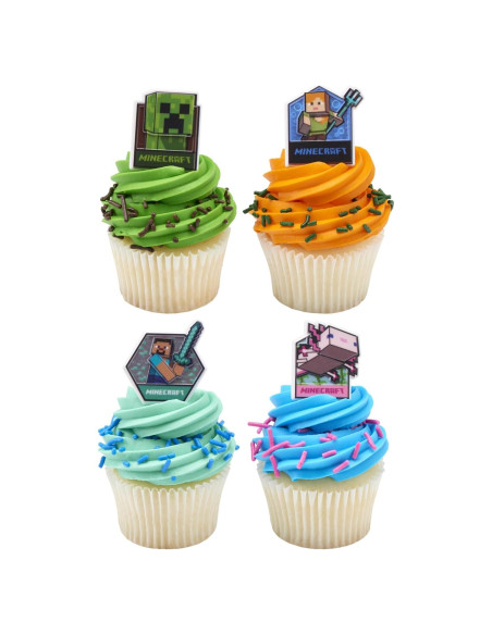 DecoPac Anillos para Cupcakes Minecraft - 24 Adornos 3D DecoPac Anillos para Cupcakes Minecraft - 24 Adornos 3D