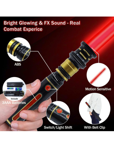 Sable Iluminado Gianby Rojo 81 cm con Sonido FX