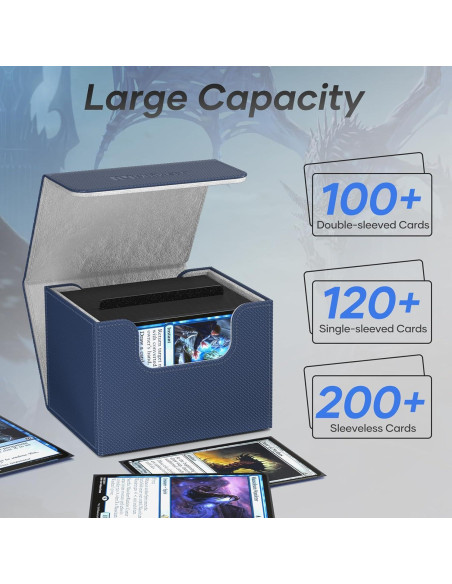 Caja de Barajas Mlikero Azul para 100+ Cartas TCG Caja de Barajas Mlikero Azul para 100+ Cartas TCG