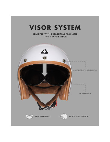 Casco de Moto TRIANGLE B206 Retro 3/4 Ajustable S