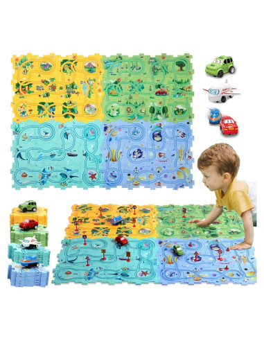 Puzzle Racer Conjunto de Pista de Autos 100 Piezas Ubegger