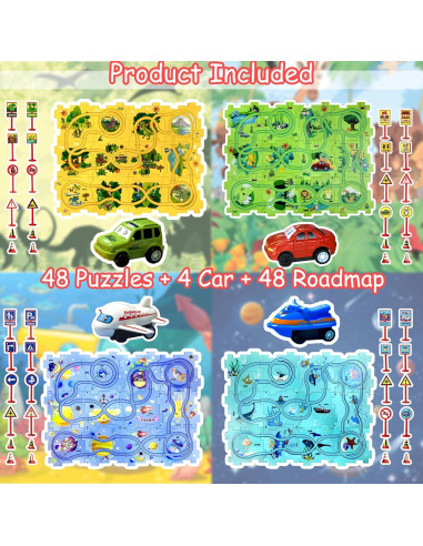 Puzzle Racer Conjunto de Pista de Autos 100 Piezas Ubegger