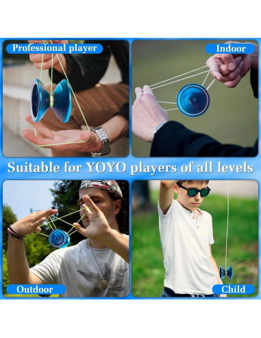 Yoyo Profesional WATIEOBOO Metálico Responsivo 57mm - Negro Azul