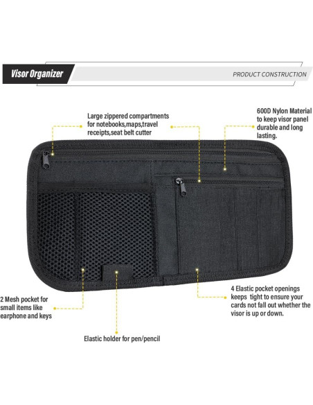 Organizador de Visera de Coche LIVANS Negro 30x15 cm 8 Compartimentos Organizador de Visera de Coche LIVANS Negro 30x15 cm 8 Compartimentos