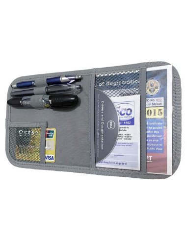 Organizador de Visera de Coche ZugGear SV-2, Gris, 6 Compartimentos