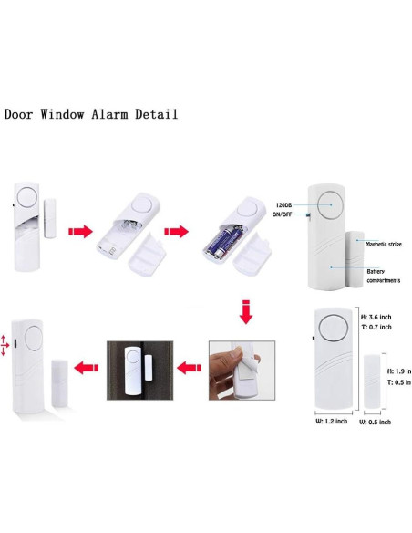 Alarma de Puerta y Ventana AiBest 12 Pcs 95 dB Seguridad Alarma de Puerta y Ventana AiBest 12 Pcs 95 dB Seguridad
