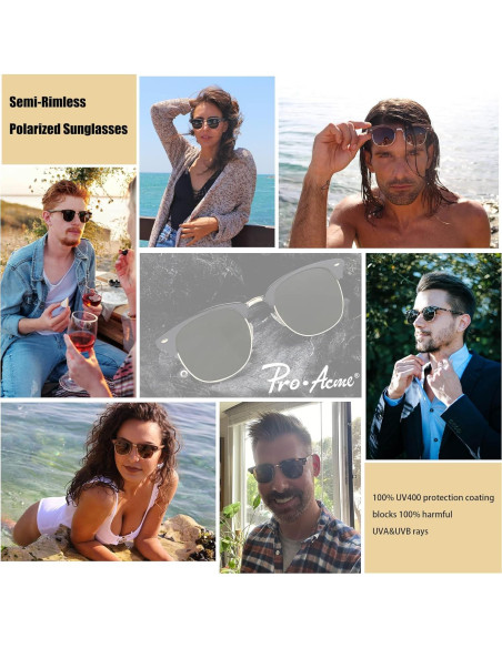 Gafas de sol polarizadas Pro Acme UV 400 unisex semi-rimless Gafas de sol polarizadas Pro Acme UV 400 unisex semi-rimless