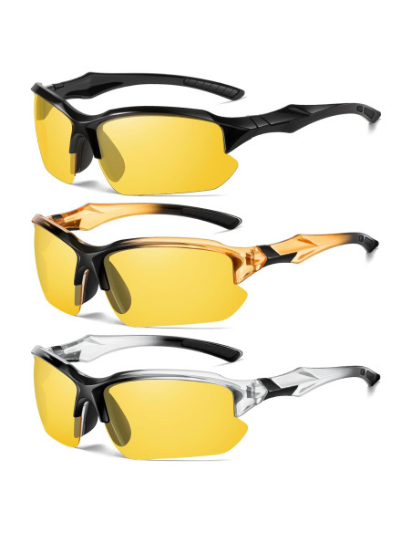 Gafas de Visión Nocturna Polarizadas 3PACK Hombres Lentes Amarillas Gafas de Visión Nocturna Polarizadas 3PACK Hombres Lentes Amarillas