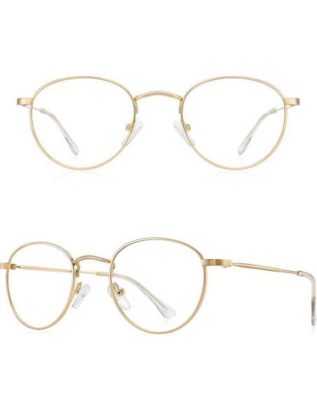 Gafas Redondas de Metal Oro UV400 para Luz Azul 3.0x Gafas Redondas de Metal Oro UV400 para Luz Azul 3.0x