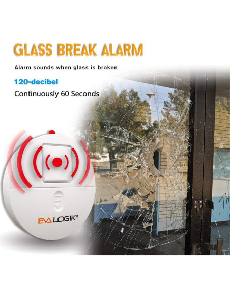 Alarma de Ventana EVA LOGIK 120dB con Sensor de Vibración - Paquete de 4 Alarma de Ventana EVA LOGIK 120dB con Sensor de Vibración - Paquete de 4