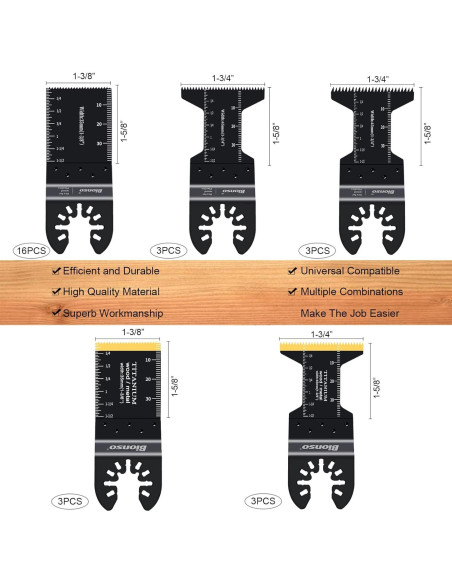 Kit de Cuchillas Oscilantes Bionso 28 Piezas para Madera y Metal Kit de Cuchillas Oscilantes Bionso 28 Piezas para Madera y Metal