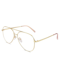 Gafas GQUEEN Estilo Piloto Doradas UV400 Lentes Claras