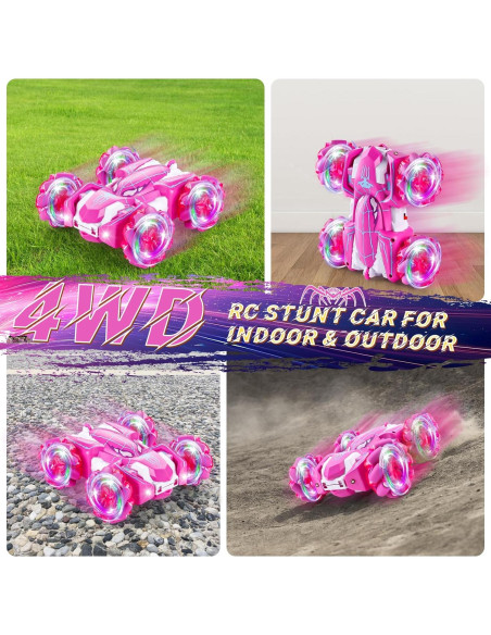Coche RC Spider Rosa 4WD Doble Lado 360 LED Acrobacias Coche RC Spider Rosa 4WD Doble Lado 360 LED Acrobacias