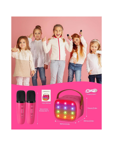 Mini máquina de karaoke VERKB K1 con 2 micrófonos y Bluetooth Mini máquina de karaoke VERKB K1 con 2 micrófonos y Bluetooth