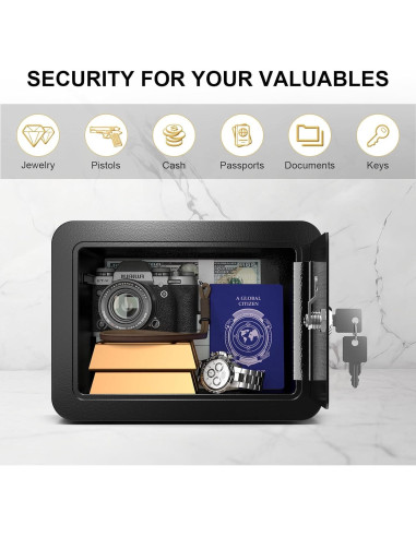 Caja de Seguridad Marcree 0.23 Pies Negra con Llave 17x23cm