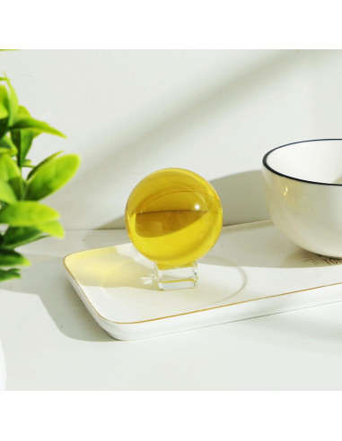 Bola de Cristal K9 60mm LONGWIN con Soporte Amarillo