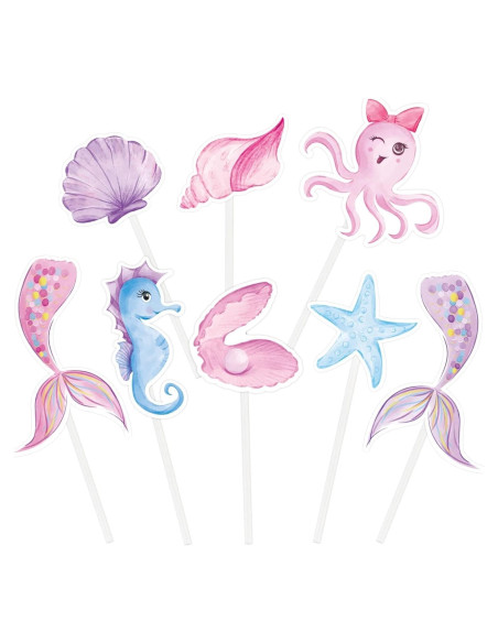Adornos para Cupcakes WERNNSAI 32PCS Sirena Brillantes Adornos para Cupcakes WERNNSAI 32PCS Sirena Brillantes