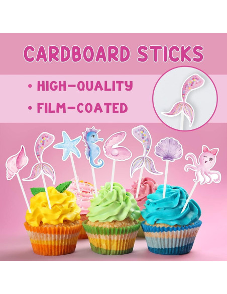Adornos para Cupcakes WERNNSAI 32PCS Sirena Brillantes Adornos para Cupcakes WERNNSAI 32PCS Sirena Brillantes