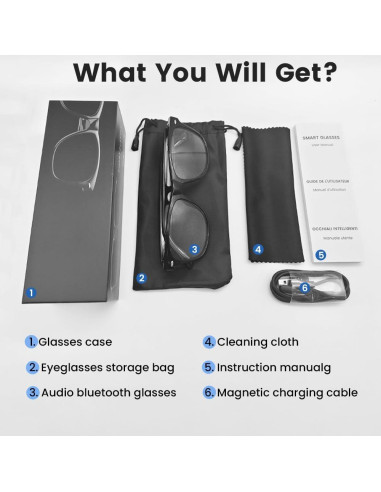 Gafas Bluetooth Inteligentes Yeabomy Negras UV Control Táctil