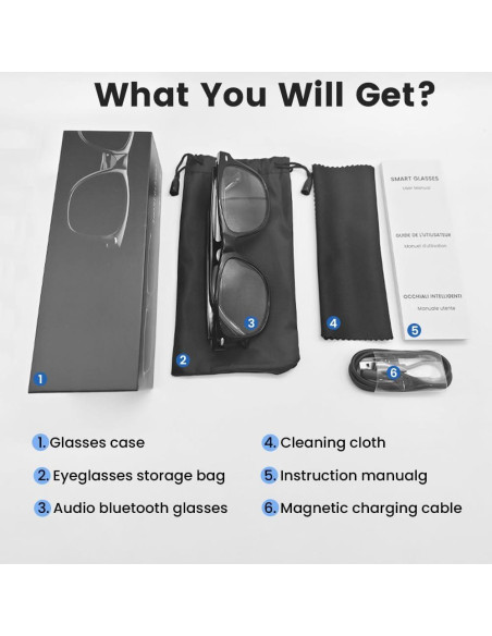 Gafas Bluetooth Inteligentes Yeabomy Negras UV Control Táctil Gafas Bluetooth Inteligentes Yeabomy Negras UV Control Táctil