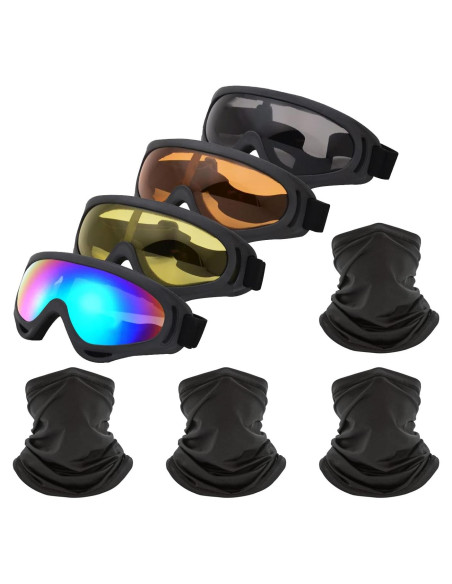Gafas de Motocicleta LJDJ Paquete de 4 con 4 Bufandas Gafas de Motocicleta LJDJ Paquete de 4 con 4 Bufandas