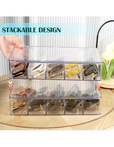 Organizador de Gafas FORUP, Estuche Apilable 5 Secciones