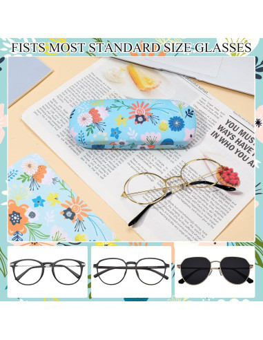 Estuche Duro para Gafas Unisex Floral con Paño de Limpieza