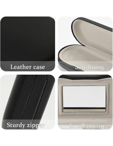 Estuche para Gafas Cauyuan 2 en 1 con Espejo y Portátil Estuche para Gafas Cauyuan 2 en 1 con Espejo y Portátil
