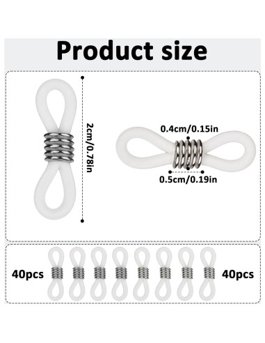 80 Anillos de Goma para Gafas Ajustables - Silicona
