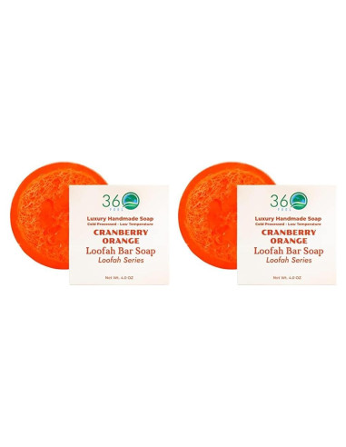Jabón de Barra de Lufa Natural 360Feel - Naranja y Arándano - Vegano - Paquete de 2