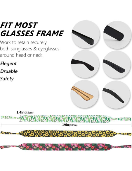 Correas para Gafas de Sol YR Floral Neopreno 3 Paquetes Correas para Gafas de Sol YR Floral Neopreno 3 Paquetes