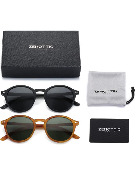 Gafas de sol polarizadas ZENOTTIC unisex 2 paquetes retro UV400 Gafas de sol polarizadas ZENOTTIC unisex 2 paquetes retro UV400